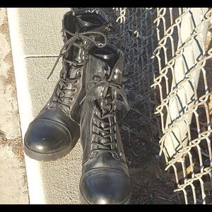 Lace up moto boots by Guess